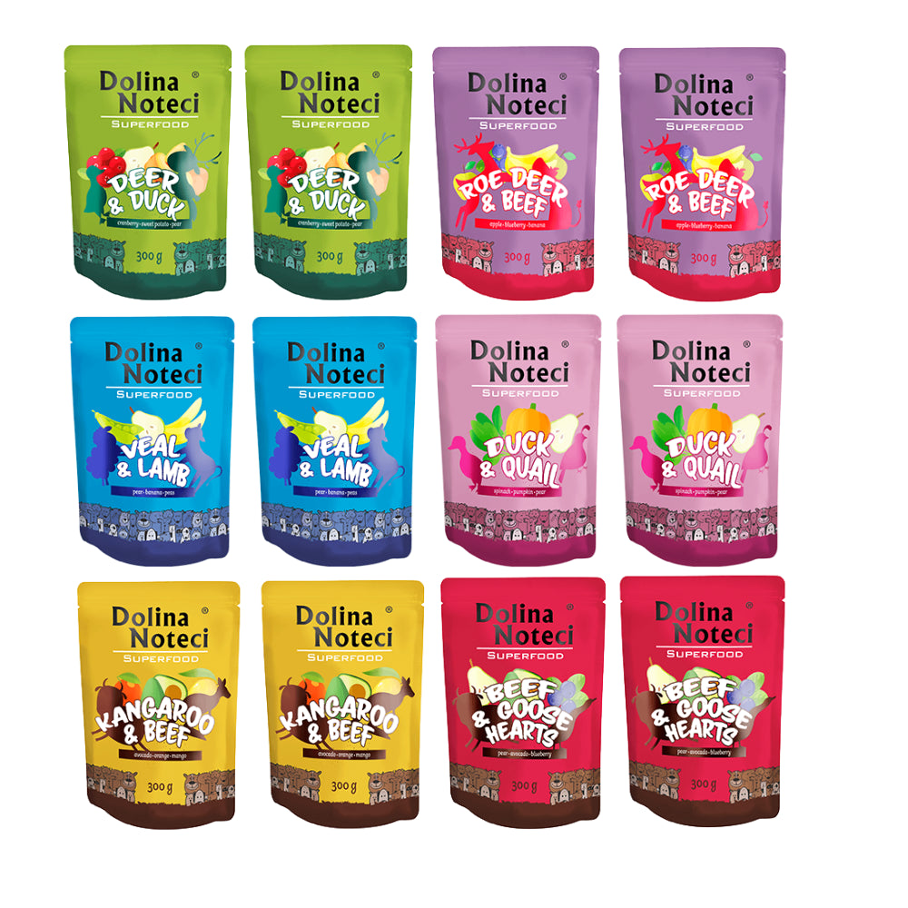 Pakiet Dolina Noteci Superfood Karma Dla Dorosłych Psów Mix Smaków 12 x 300 g