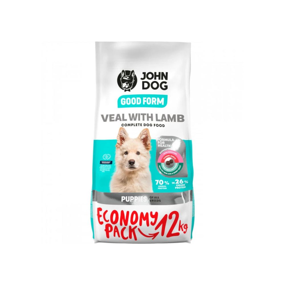 John Dog Good Form Karma Sucha Dla Szczeniąt Wszystkich Ras z Cielęciną i Jagnięciną 12 kg