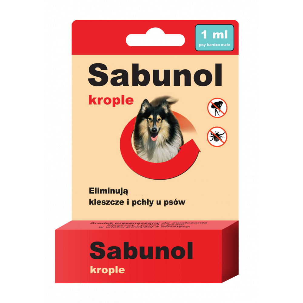 Sabunol Krople 1 ml dla Psa Przeciw Pchłom i Kleszczom