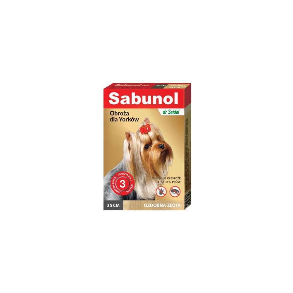 Sabunol GPI Obroża Ozdobna Złota dla Psa Przeciw Pchłom i Kleszczom 35 cm