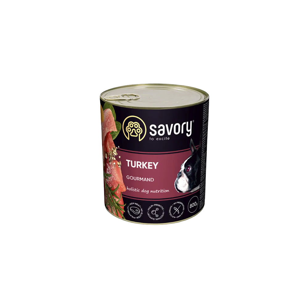 Savory Dog Adult Mono Turkey Karma Mokra Monoproteinowa Dla Dorosłych Psów Wszystkich Ras z Indykiem 800 g