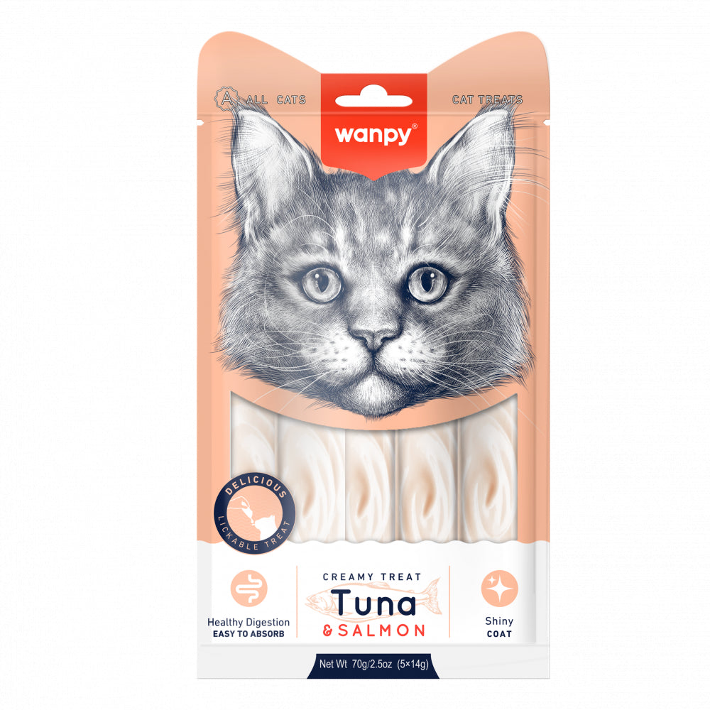 Wanpy Tuna&Salmon Kremowy Przysmak z Tuńczykiem i Łososiem Dla Kotów 70 g