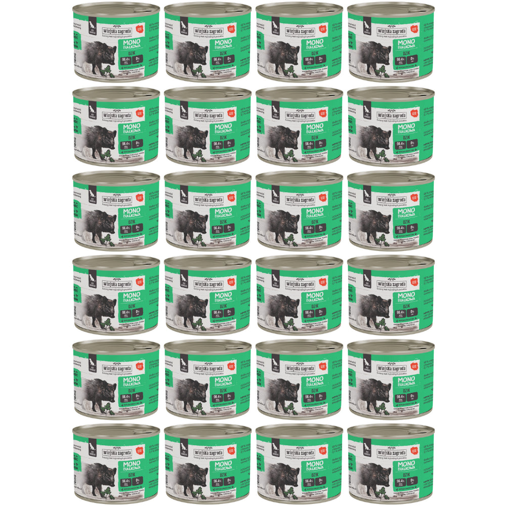 Pakiet Wiejska Zagroda Monoproteinowa Mokra Karma Dla Dorosłych Psów Dzik 24 x 200 g