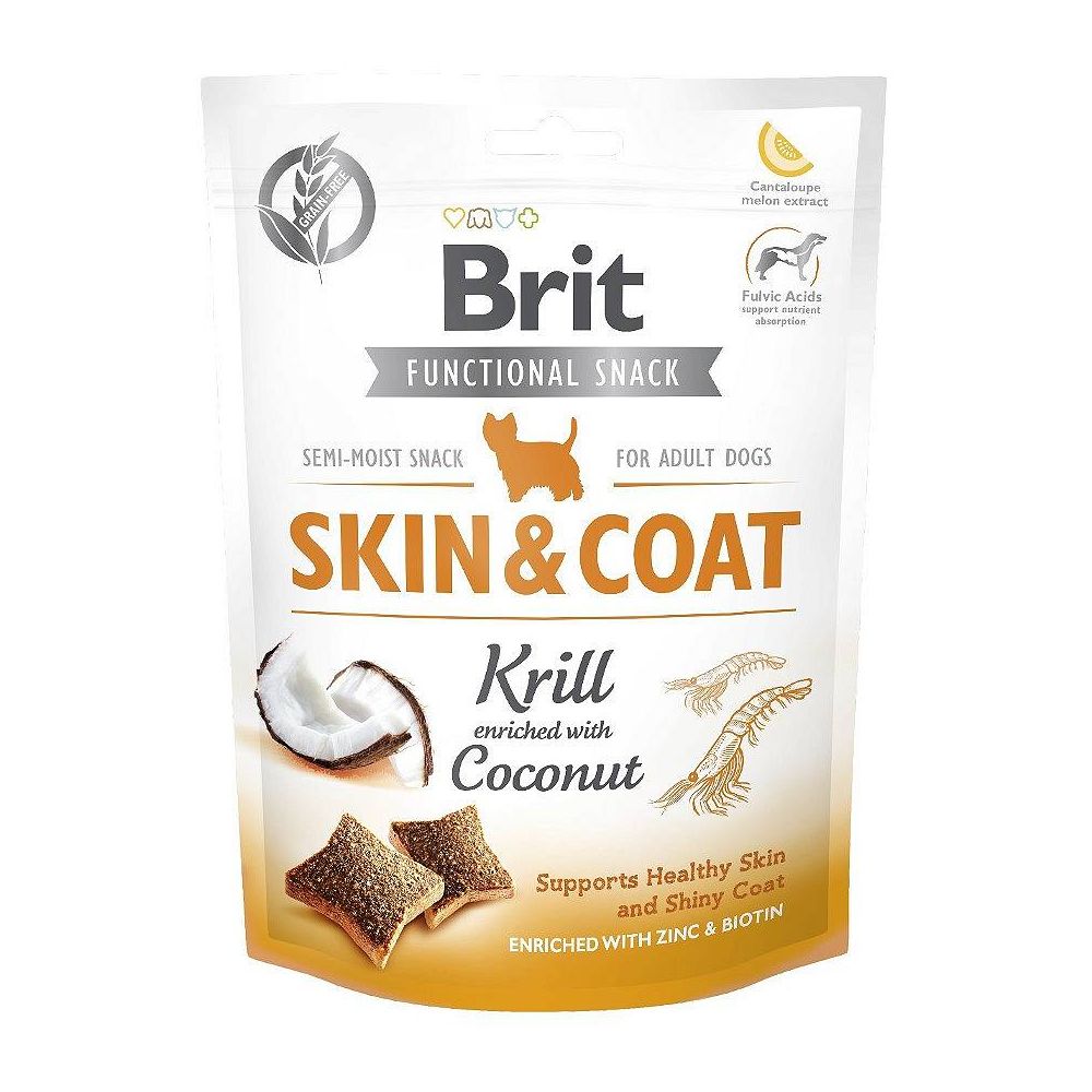 Brit Care Functional Snack Skin & Coat Sierść Krill Kryl Kokos Przysmak Dla Psa 150 g