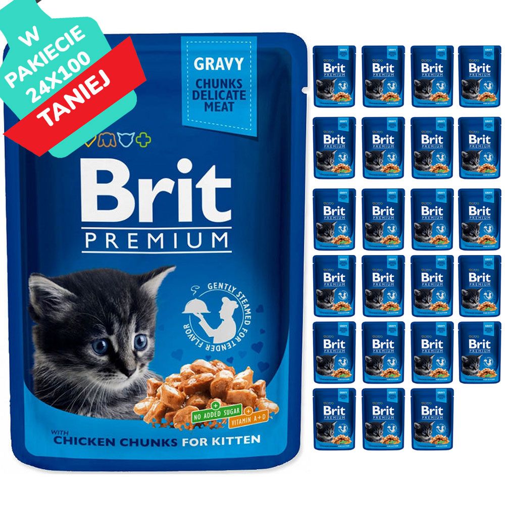 Brit Premium Kitten Chicken Chunks Kurczak Mokra Karma Dla Kociąt 24 x 100 g