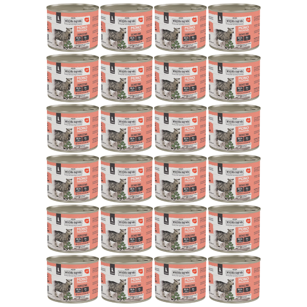 Pakiet Wiejska Zagroda Monoproteinowa Mokra Karma Dla Szczeniąt Jagnięcina 24 x 200 g