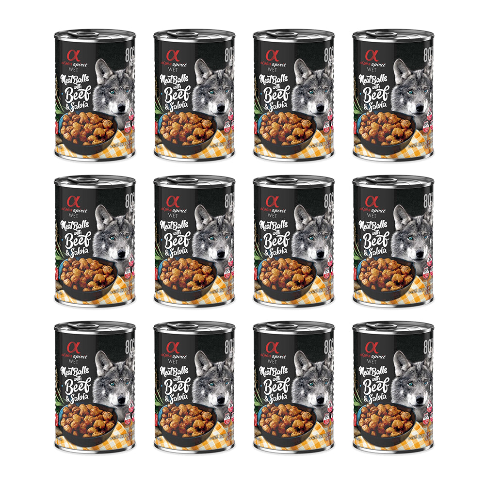 Pakiet Alpha Spirit Mięsne Klopsiki z Wołowiną i Szałwią 12 x 400 g