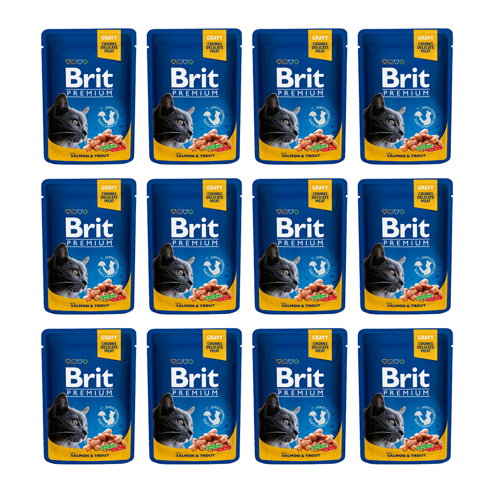 Pakiet Brit Premium Salmon & Trout Łosoś Pstrąg Mokra Karma Dla Kota 12 x 100 g