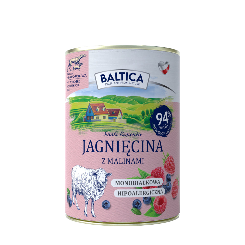 BALTICA jagnięcina z malinami 400g monoproteinowa bezzbożowa