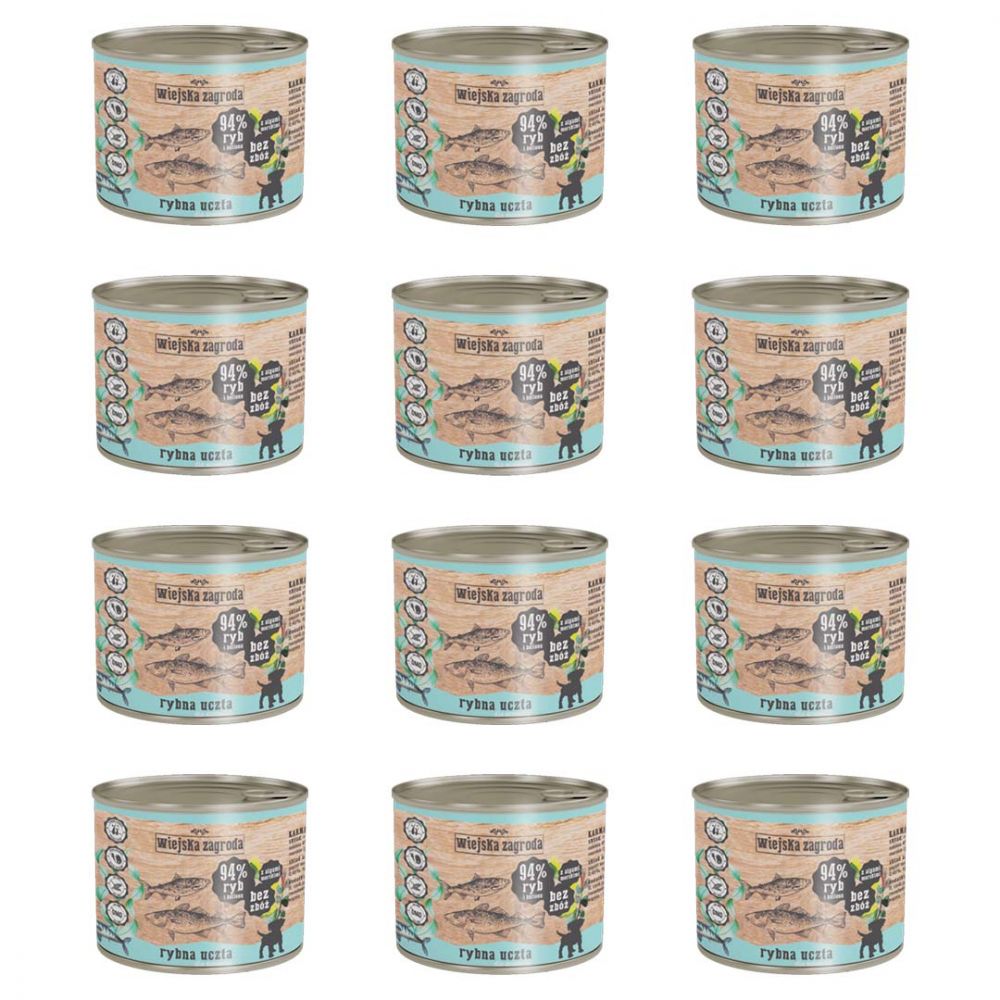 Pakiet Wiejska Zagroda Rybna Uczta dla Szczeniąt 12 x 200 g