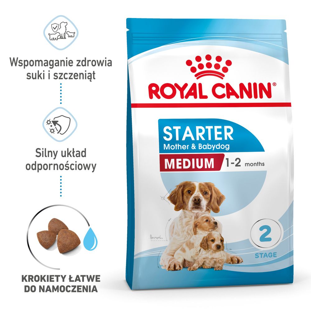 ROYAL CANIN Medium Starter Mother & Babydog Karma Sucha Dla Suk W Ciąży W Okresie Laktacji I Szczeniąt Od 4 Do 8 Tygodnia Życia Ras Średnich 12 kg