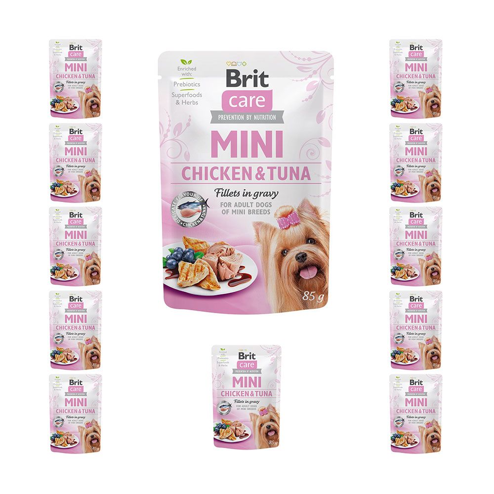 Pakiet Brit Care Adult Mini Chicken&Tuna Fillets In Gravy Kurczak z Tuńczykiem w Sosie 12x85 g