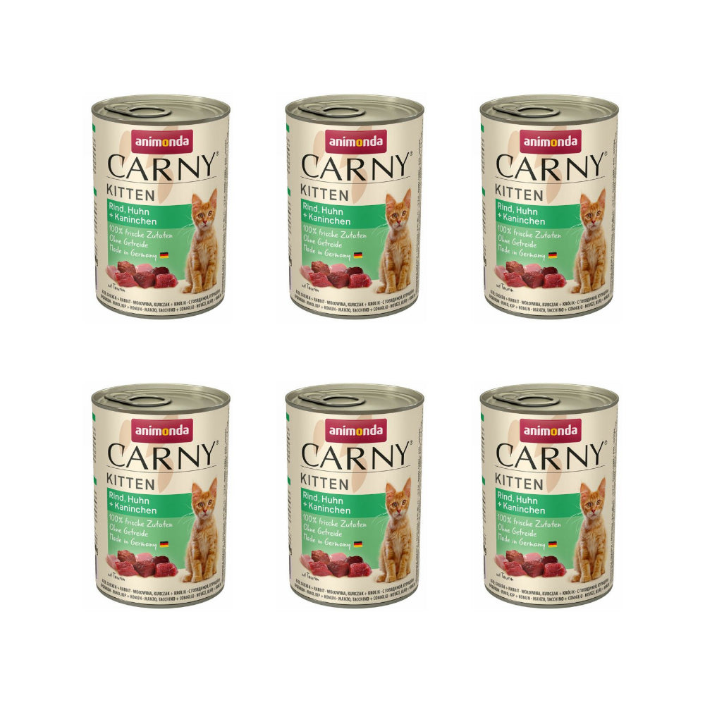 Pakiet Animonda Carny Wołowina, Kurczak z Królikiem Kitten 6 x 400 g