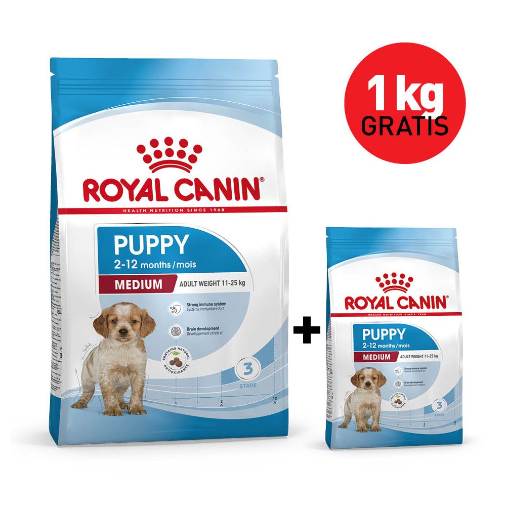 Pakiet Royal Canin Medium Puppy 4 kg + 1 kg Gratis!