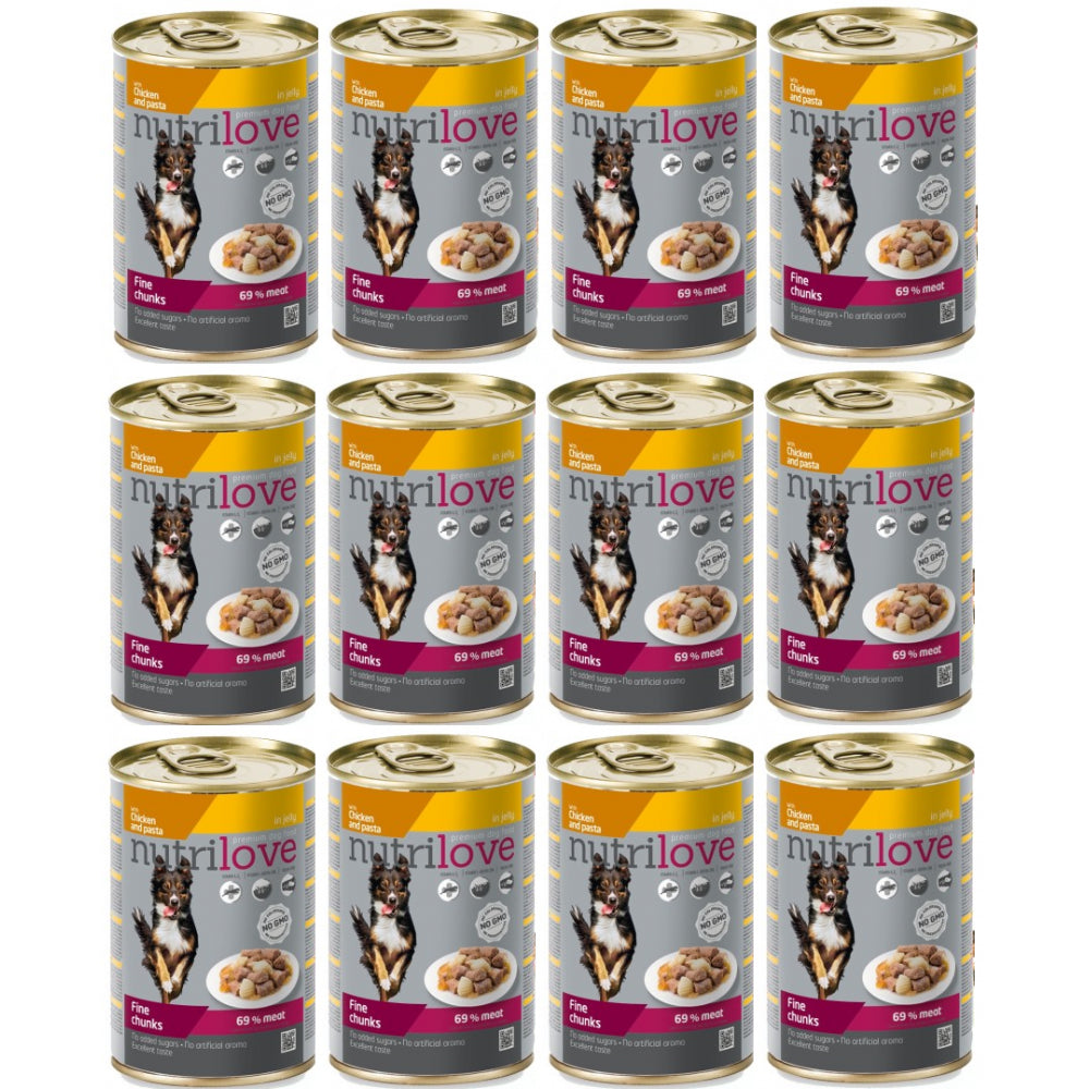 Pakiet Nutrilove Z Kawałkami Kurczaka Z Makaronem W Galaretce 12 x 415 g