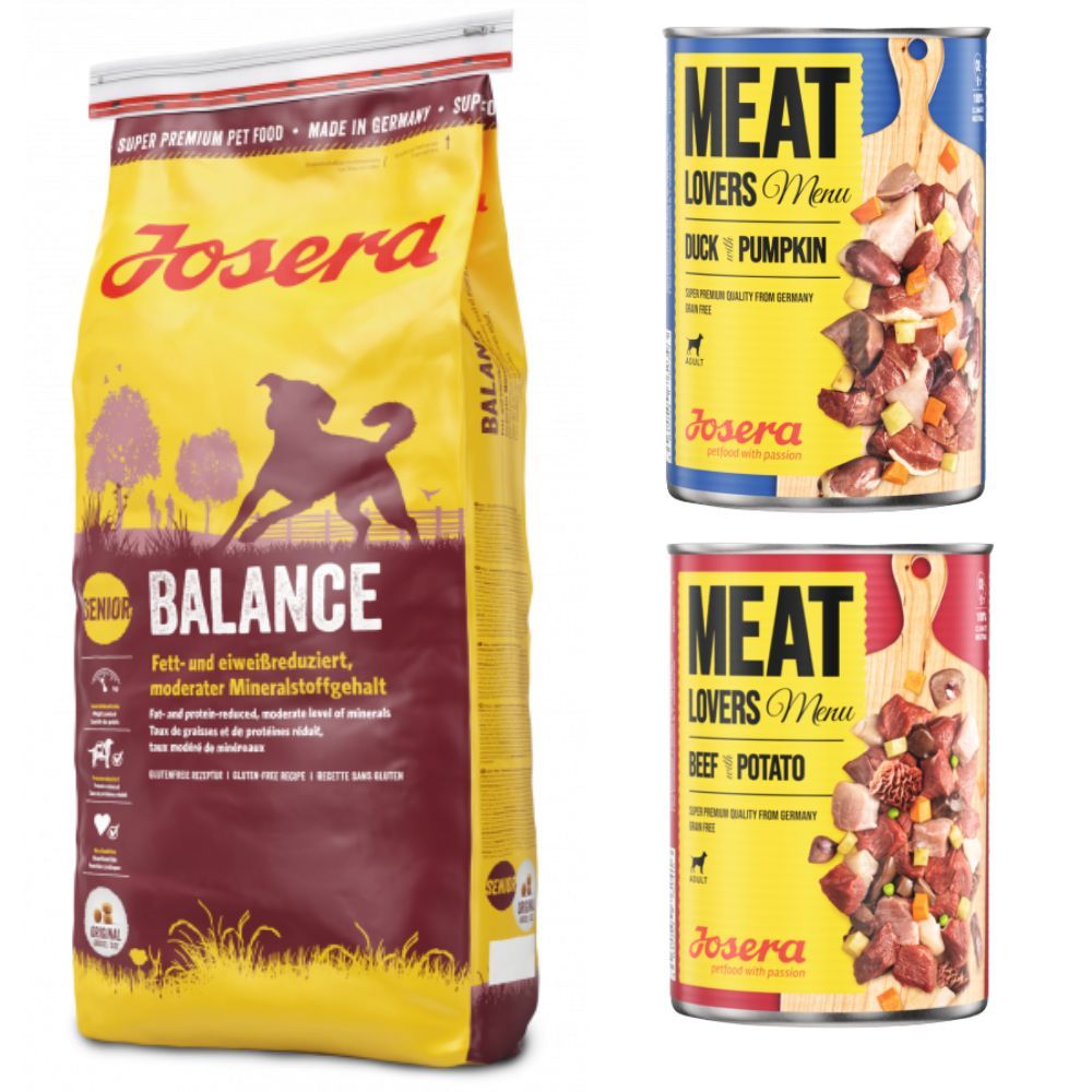 Pakiet Josera Balance Niskotłuszczowa Niskobiałkowa Senior 15 kg + 2 Puszki Mokrej Karmy Josera GRATIS!