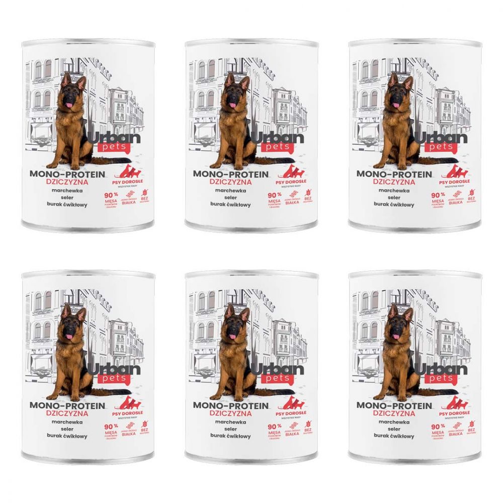 Pakiet Over Zoo Urban Pets Mono Protein Mokra Karma Dla Dorosłych Psów Wszystkich Ras Z Dziczyzną 6 x 800 g