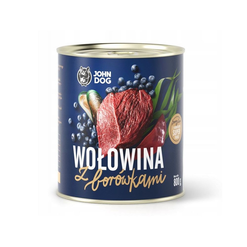 John Dog Berry Mokra Karma Dla Dorosłych Psów Wszystkich Ras Wołowina z Borówkami 800 g