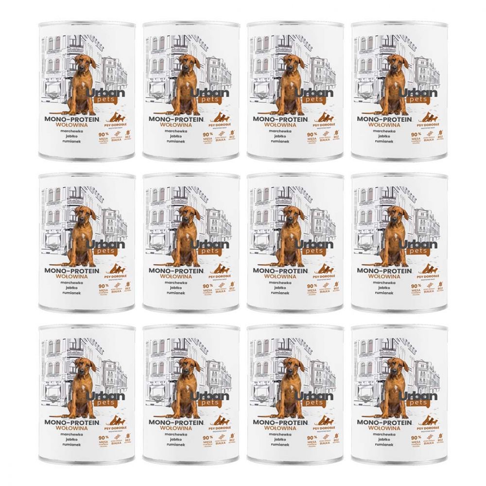 Pakiet Over Zoo Urban Pets Mono Protein Mokra Karma Dla Dorosłych Psów Wszystkich Ras Z Wołowiną 12 x 800 g