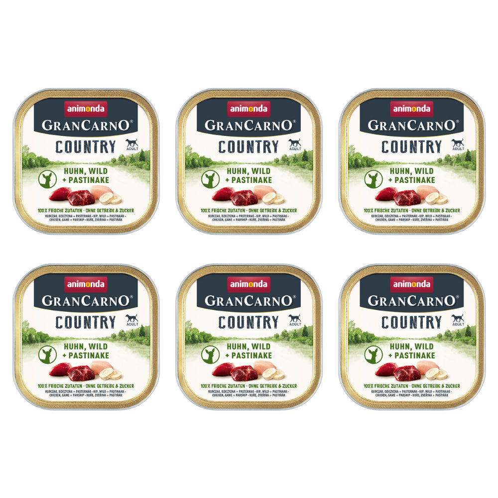 Pakiet Animonda Grancarno Country Kurczak, Dziczyzna i Pasternak Mokra Karma Dla Psa 6 x 150 g