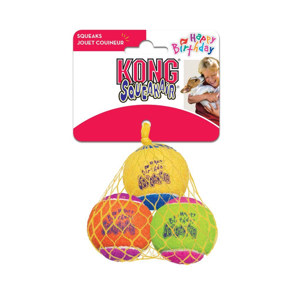 Kong Squeakair Birthday Balls Urodzinowe Piłki Dla Psa Rozmiar M 3 Sztuki