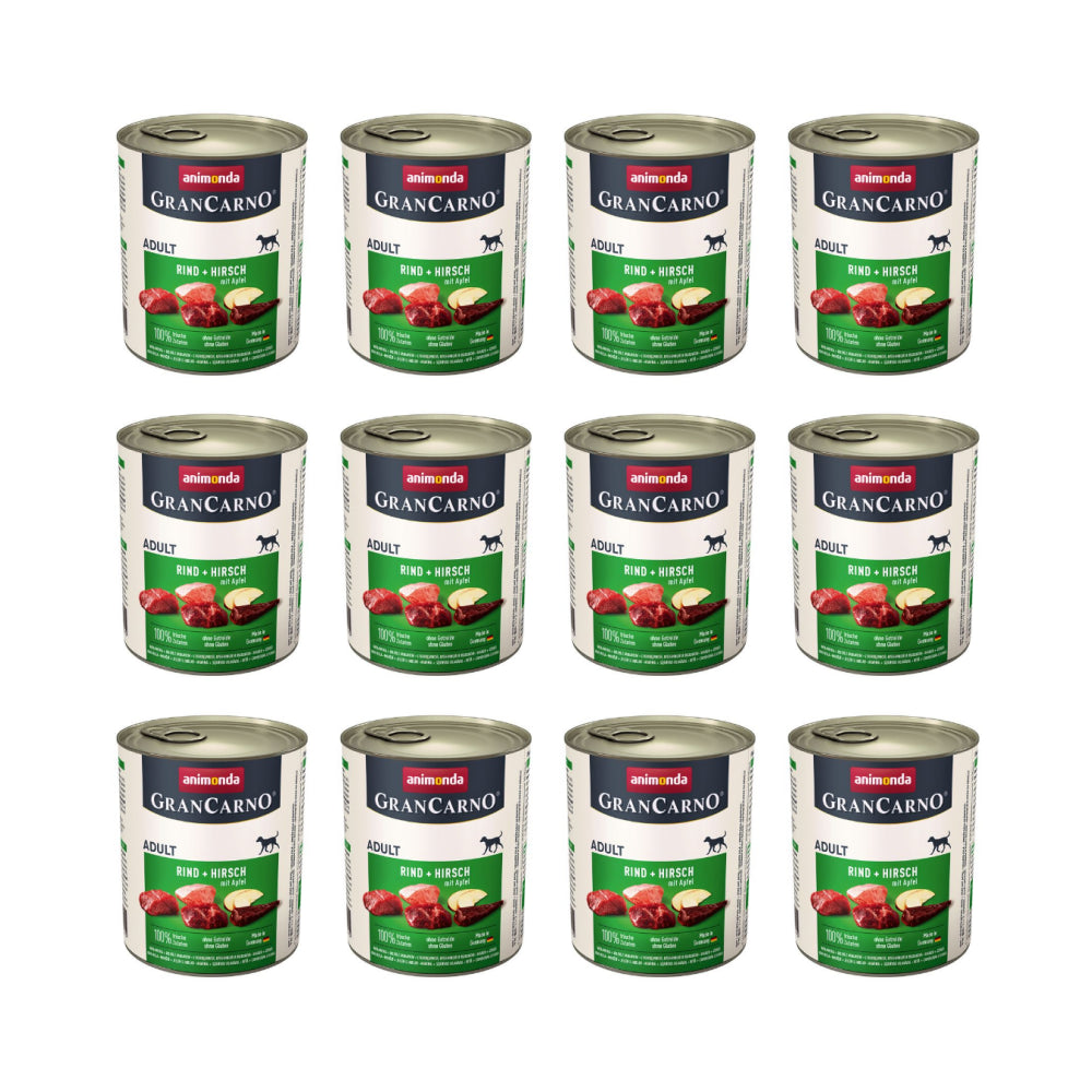 Pakiet Animonda GranCarno Original Wołowina, Jeleń, Jabłko 12 x 800 g