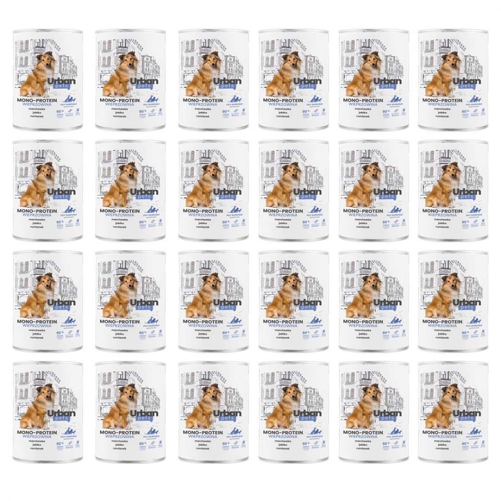 Pakiet Over Zoo Urban Pets Mono Protein Mokra Karma Dla Dorosłych Psów Wszystkich Ras Z Wieprzowiną 24 x 400 g