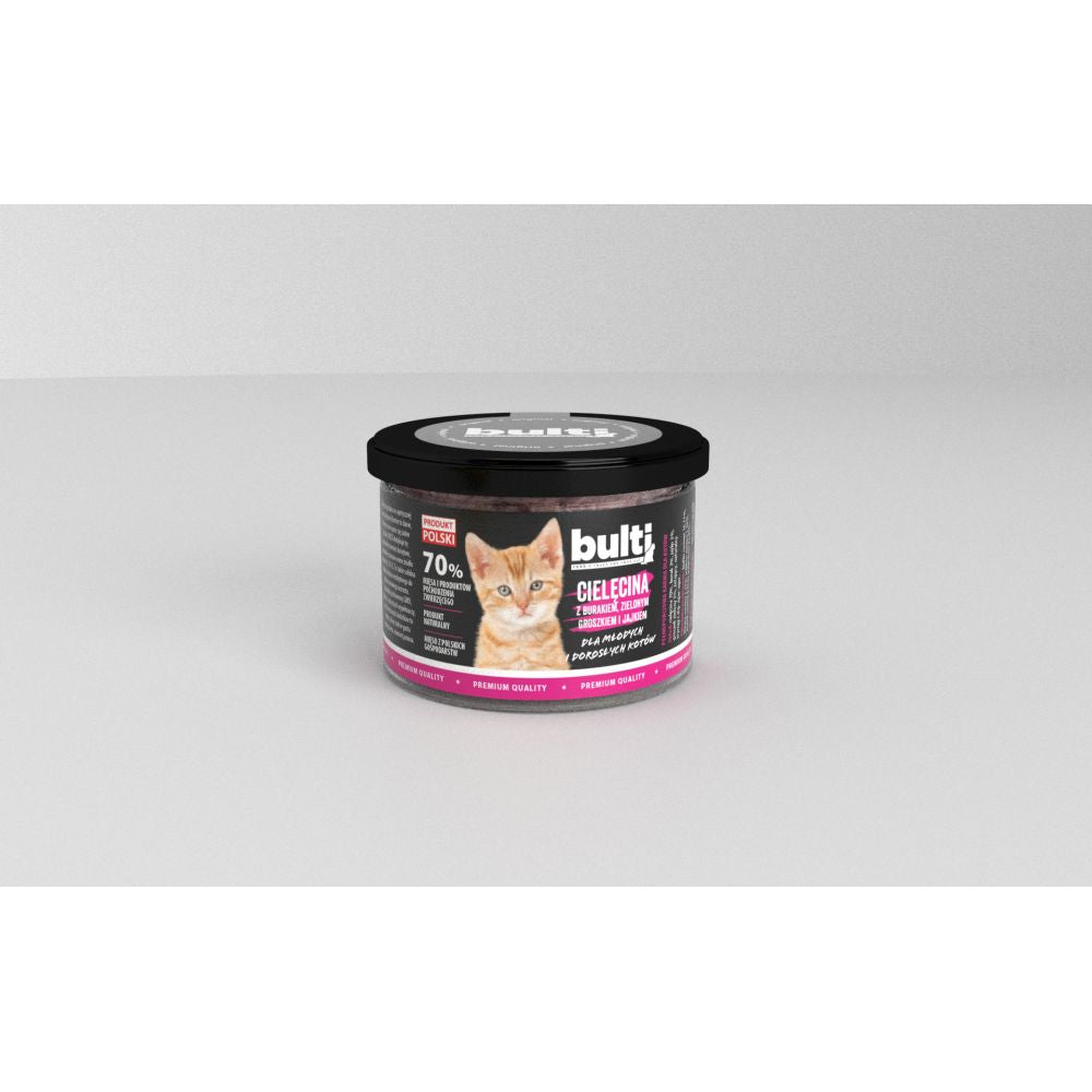 Bulti Potrawka Dla Młodych I Dorosłych Kotów Z Cielęciną, Burakiem, Z Zielonym Groszkiem i Jajkiem 190 g