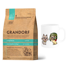 Pakiet Grandorf 4 Meat Adult Medium Maxi Sucha Karma Dla Dorosłych Psów Średnich i Dużych Ras o Smaku 4 Mięs 3 kg + Kubek z Twoim Pupilem GRATIS!
