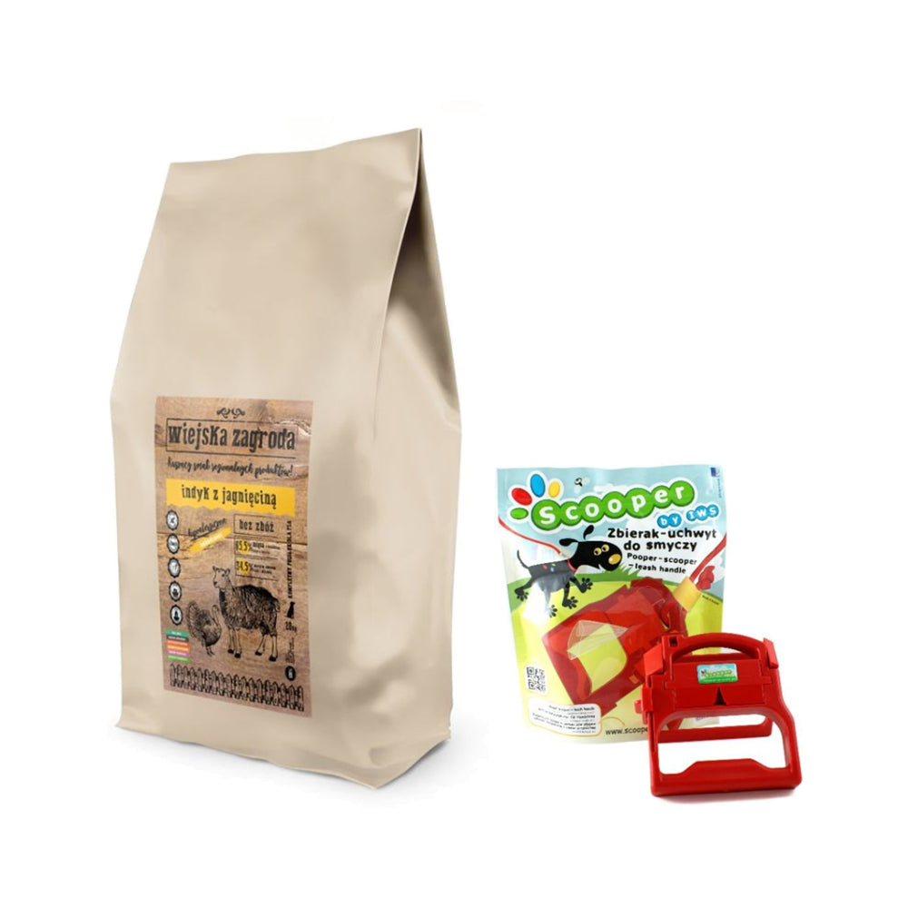 Pakiet Wiejska Zagroda Indyk z Jagnięciną 20 kg + Scooper Zbierak Psich Odchodów GRATIS!
