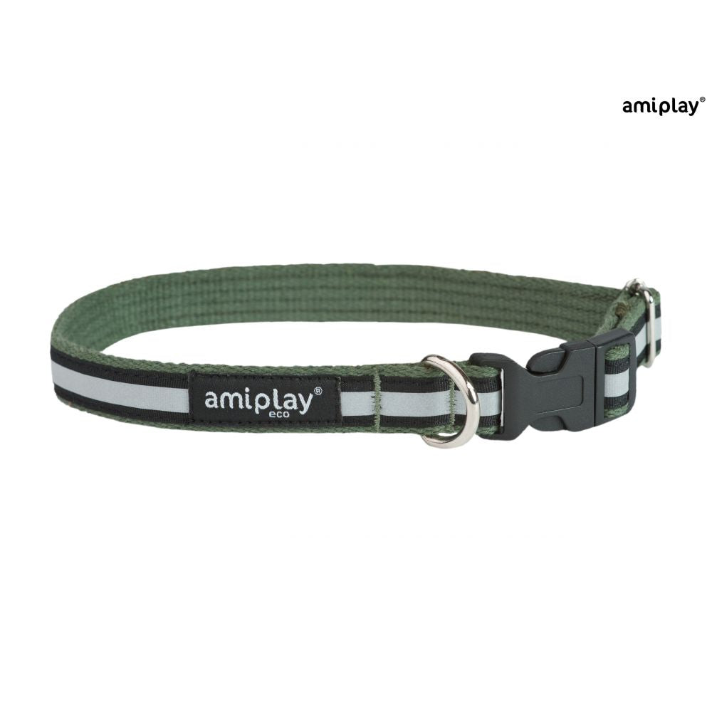 Amiplay Obroża Regulowana Cotton Shine Rozmiar S Khaki