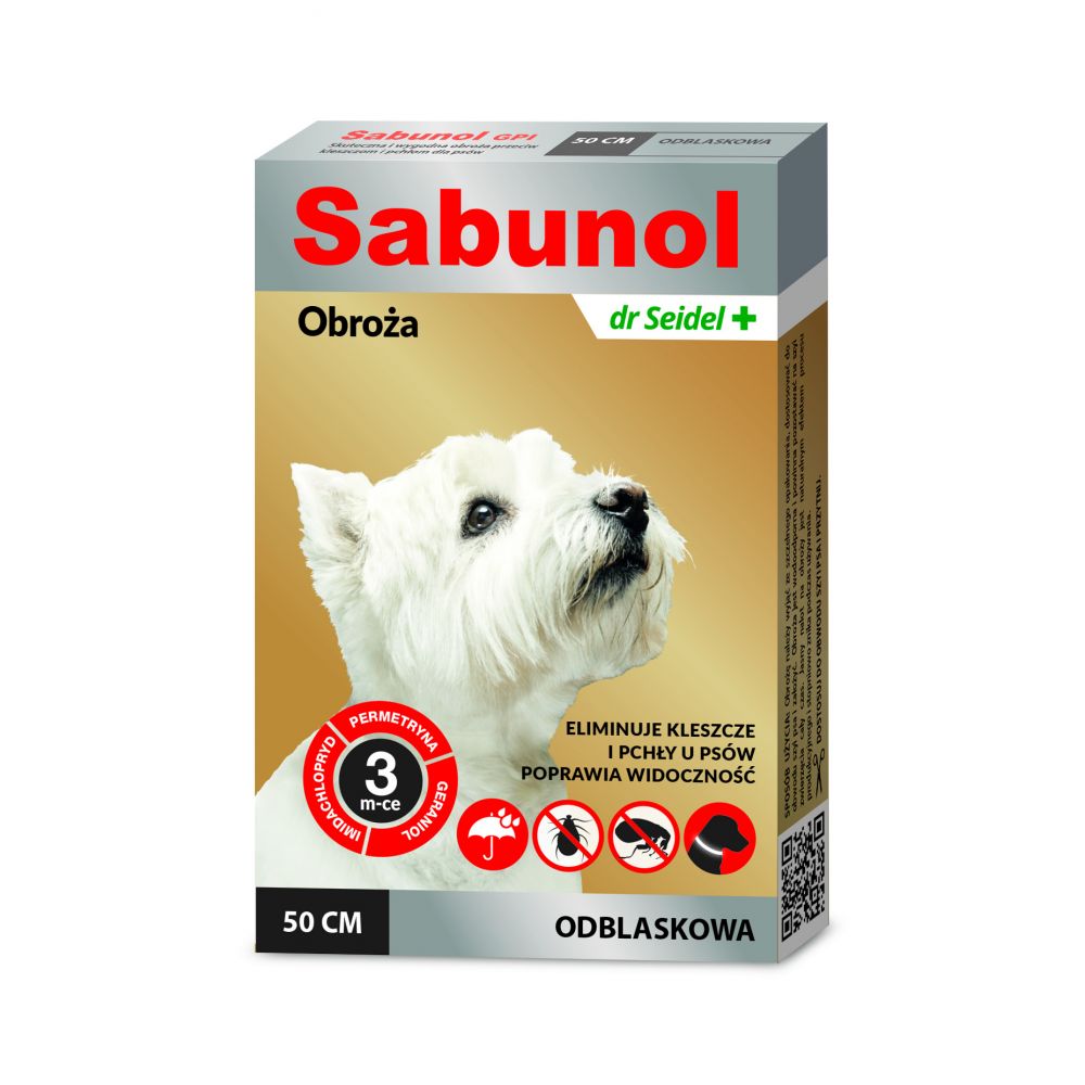 Sabunol GPI Obroża Odblaskowa Dla Psa Przeciw Pchłom i Kleszczom 50 cm