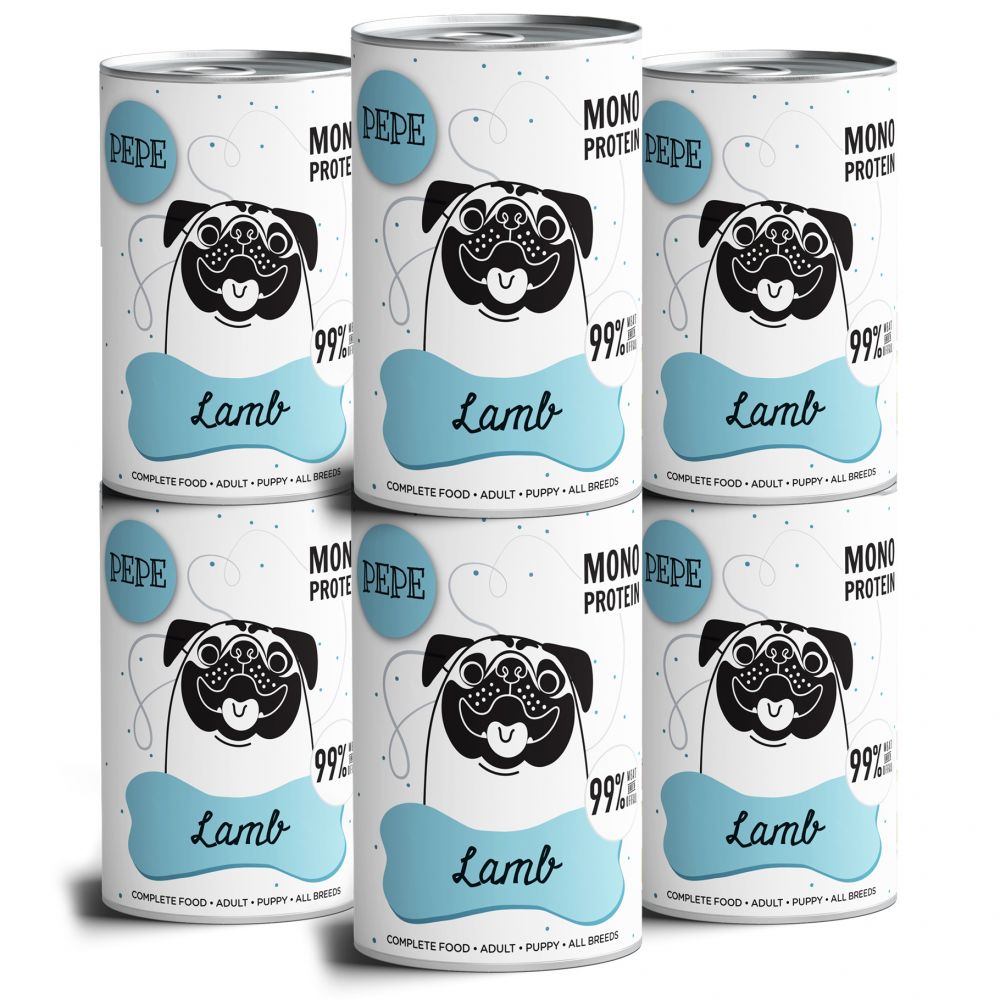 Pakiet Paka Zwierzaka Pepe Monoproteinowa Karma Dla Psa Jagnięcina 6 x 400 g