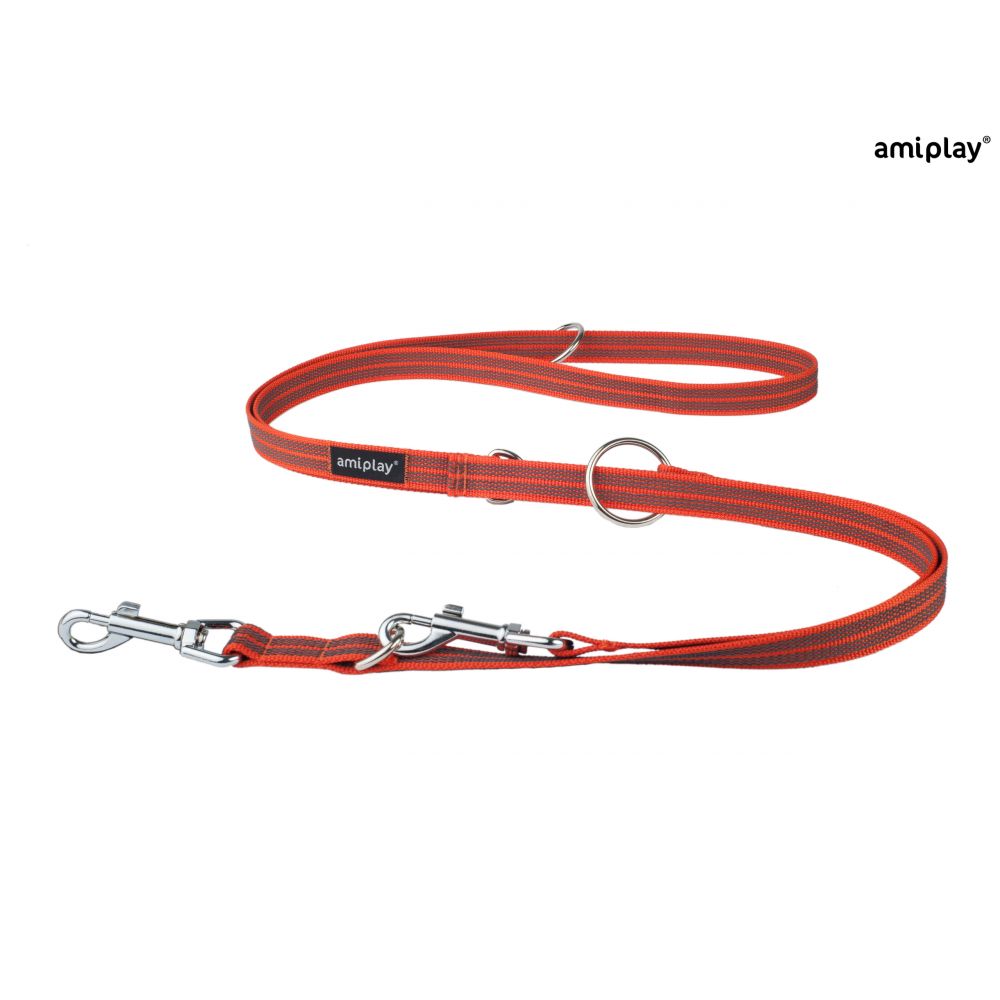 Amiplay Smycz 6 w 1 Rubber Pomarańczowa 100 - 200 cm Rozmiar L - XL