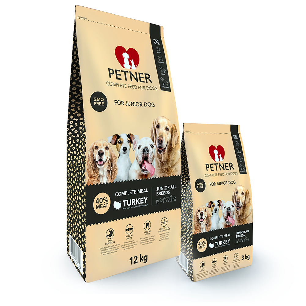 Petner Junior All Breeds Indyk Karma Dla Młodych Psów Wszystkich Ras 3 kg