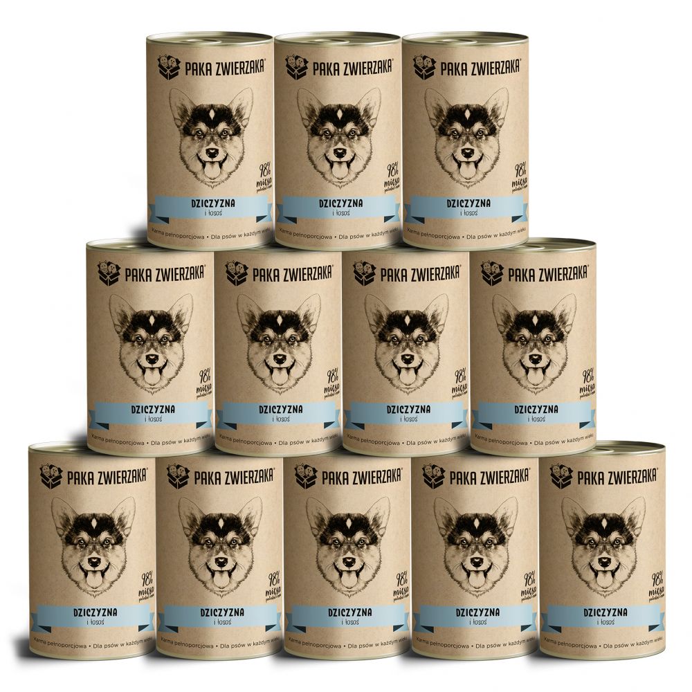 Pakiet Paka Zwierzaka Mokra Karma Dla Psa Dziczyzna i Łosoś 12 x 400 g