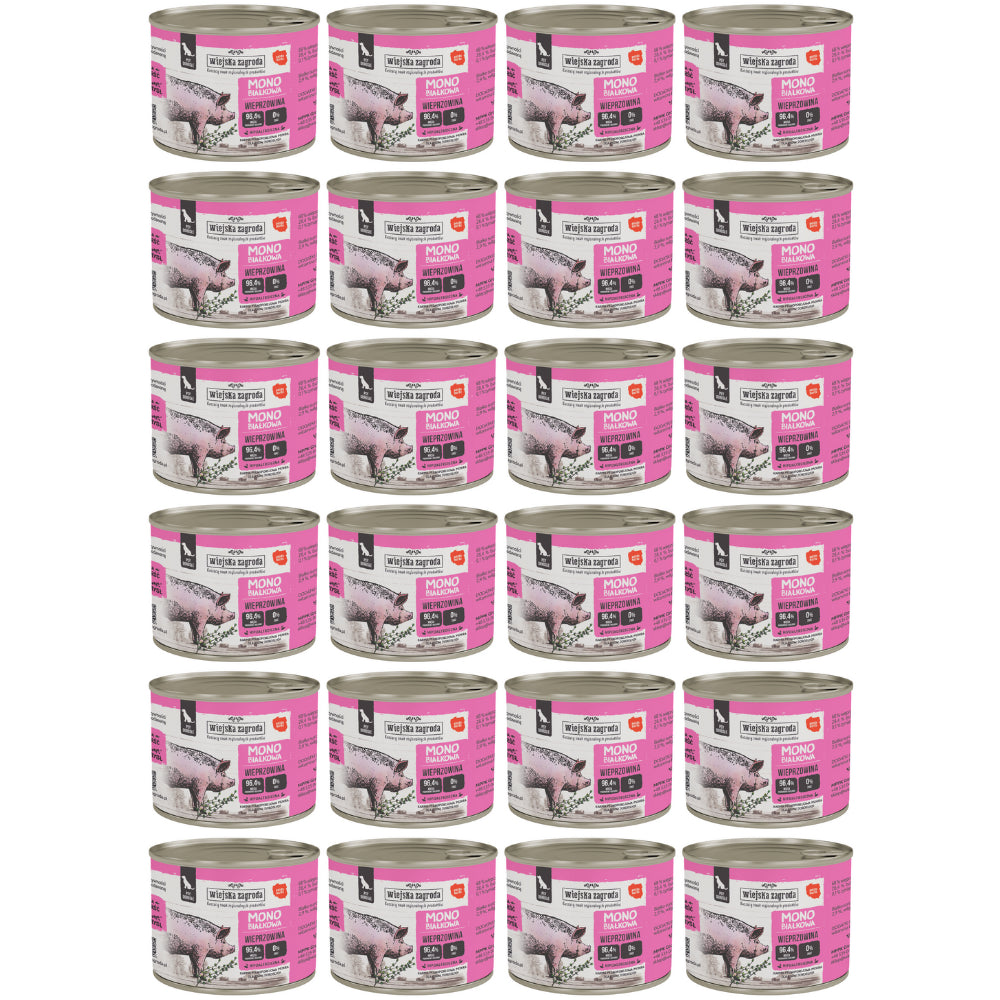 Pakiet Wiejska Zagroda Monoproteinowa Mokra Karma Dla Dorosłych Psów Wieprzowina 24 x 200 g