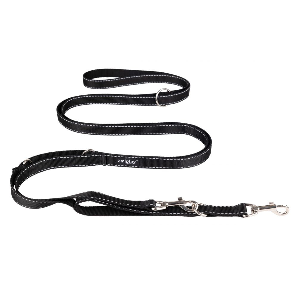Amiplay Reflective Smycz Regulowana 8in1 Rozmiar XL 200-400 x 2,5 cm Czarna
