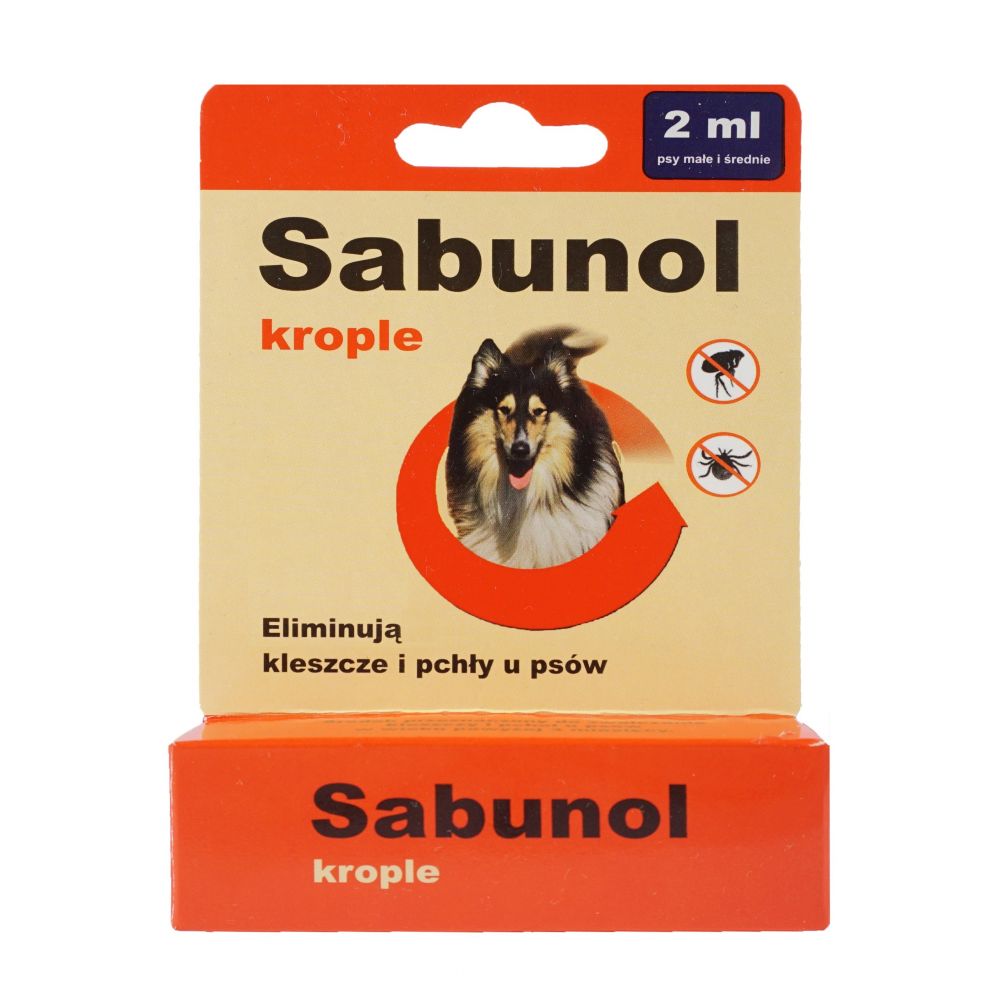 Sabunol Krople 2 ml dla Psa Przeciw Pchłom i Kleszczom