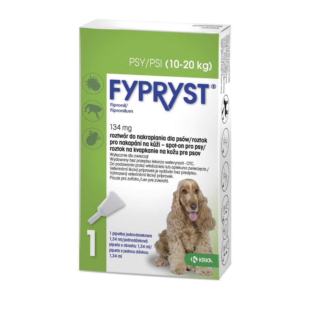 Fypryst Spot On 134 mg / 1,34 ml dla Psów 10 - 20 kg 3 Pipety