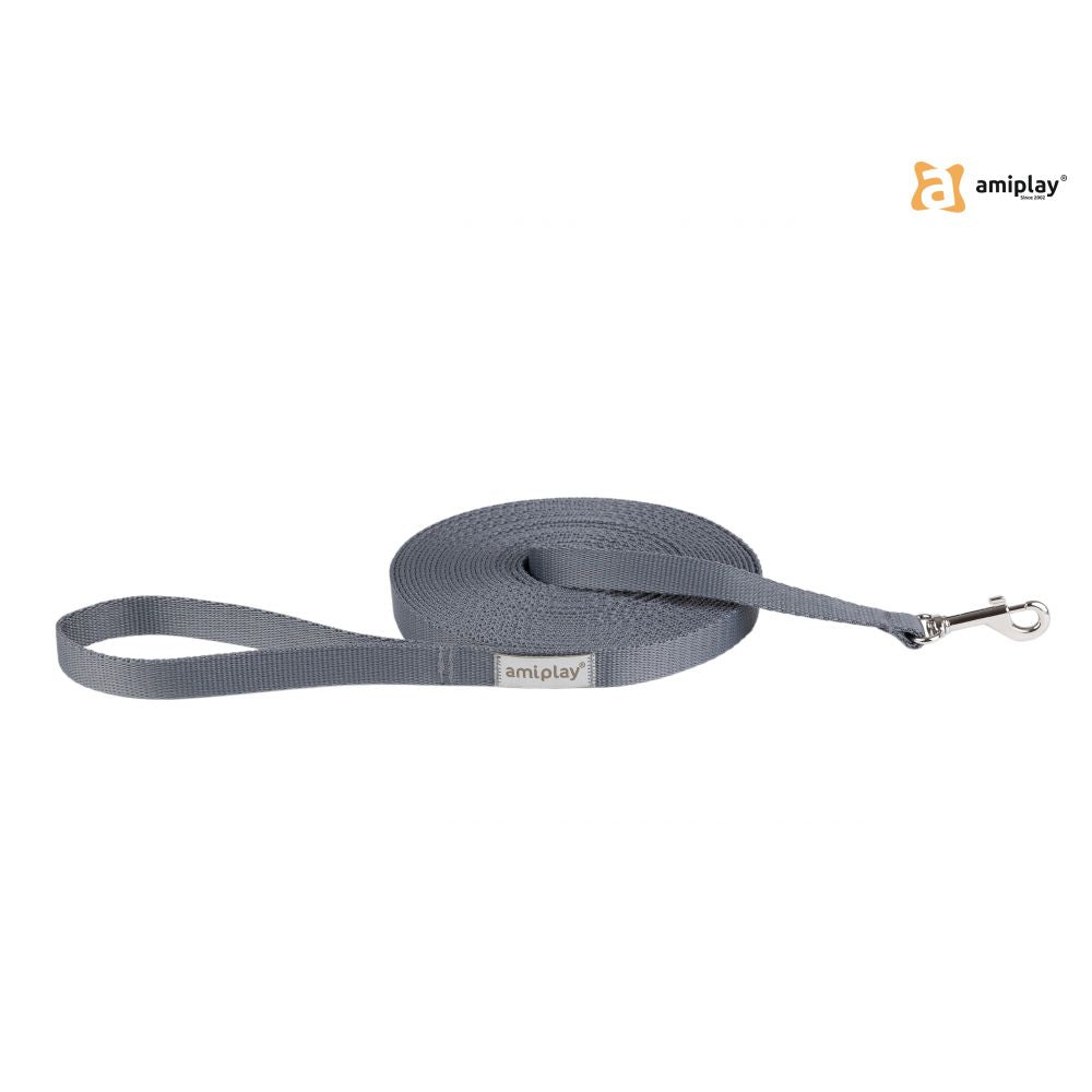 Amiplay Smycz Treningowa Samba Szara 10 m Rozmiar M