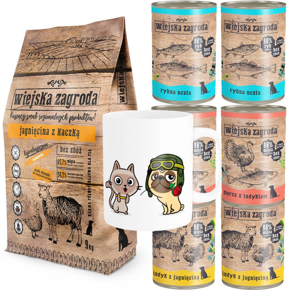 Pakiet Wiejska Zagroda Jagnięcina z Kaczką 9 kg + 7 GRATISÓW