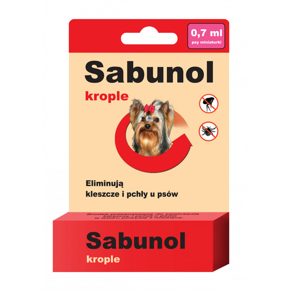 Sabunol Krople 0,7 ml dla Psa Przeciw Pchłom i Kleszczom