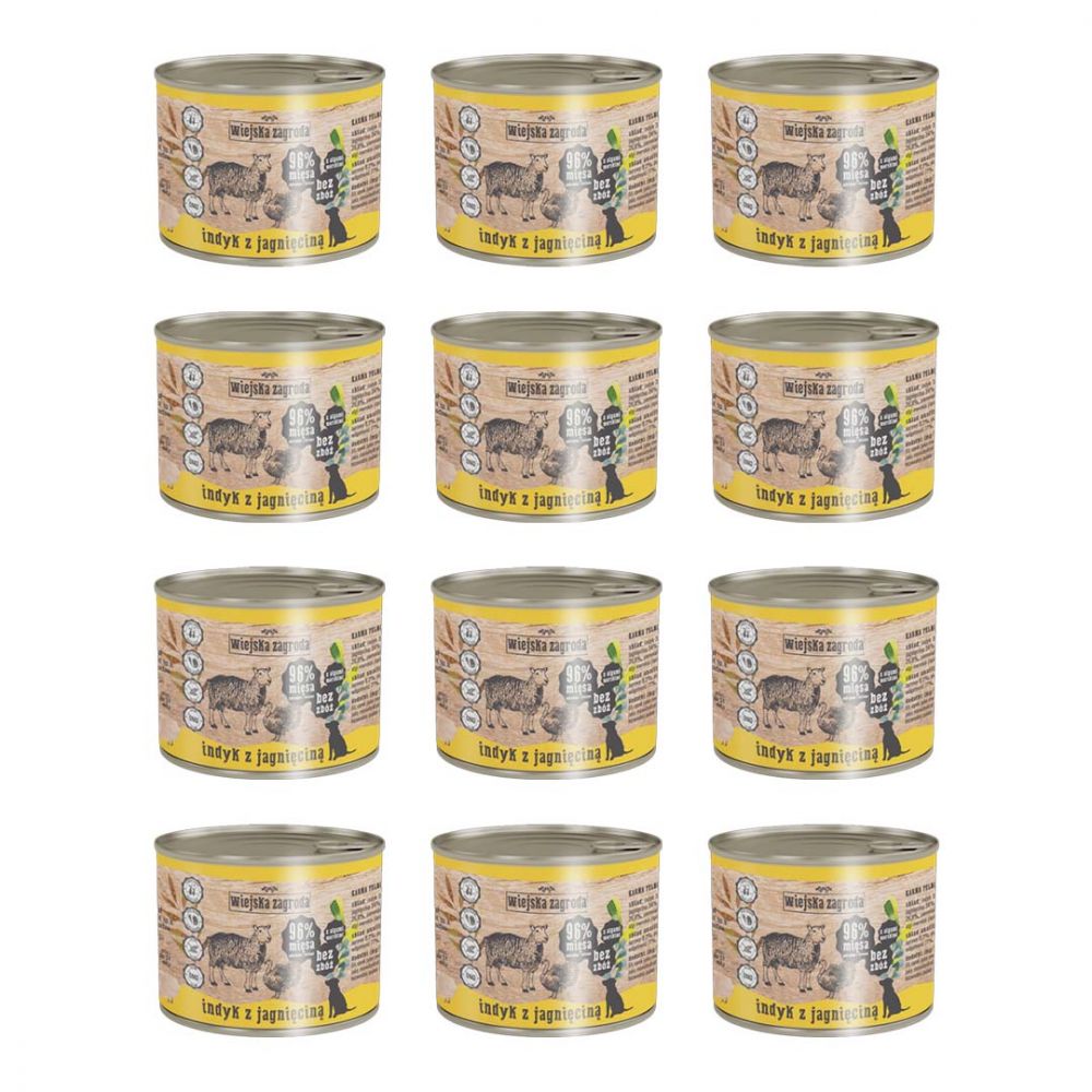 Pakiet Wiejska Zagroda Indyk z Jagnięciną 12 x 200 g