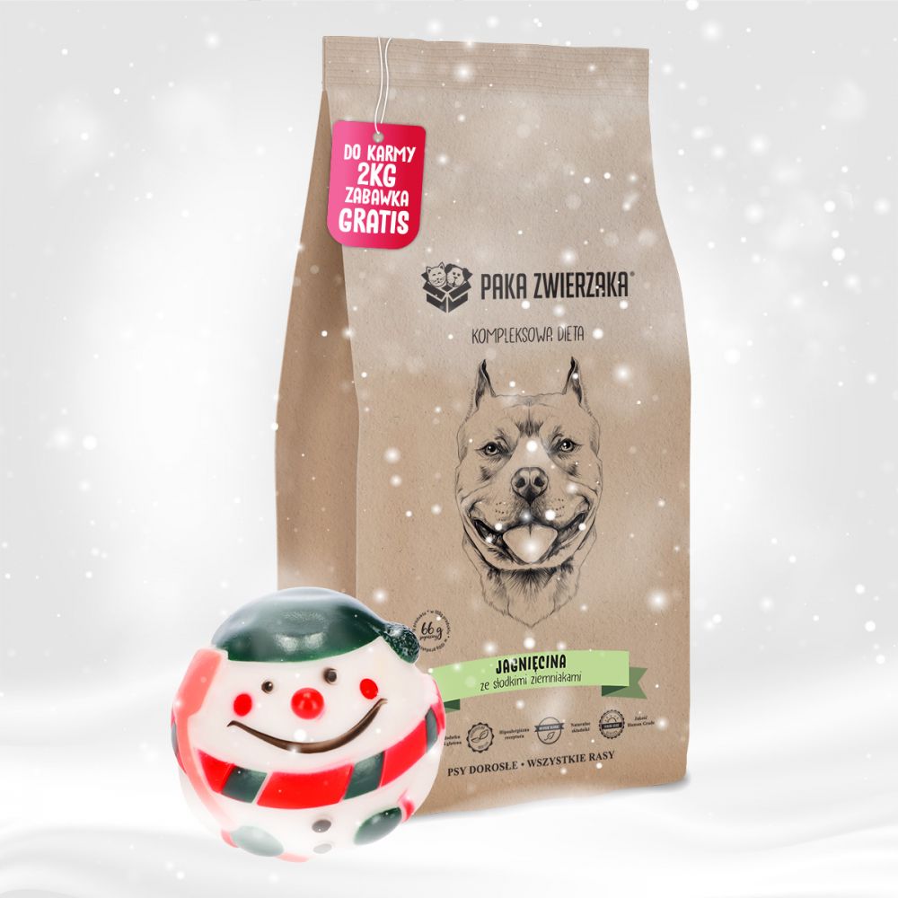 Pakiet Paka Zwierzaka Bezzbożowa Karma Dla Psa Jagnięcina Słodkie Ziemniaki 2 kg + Piłka GRATIS!