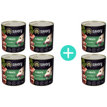 Pakiet Savory Dog Adult 4 Meats Karma Mokra Dla Dorosłych Psów Wszystkich Ras 4 Mięsa 4 x 800 g + 2 Puszki Gratis!