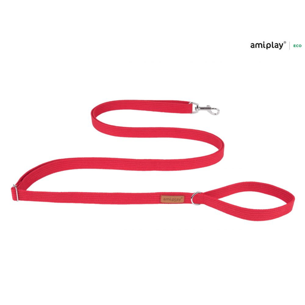Amiplay Smycz Easy Fix Cotton Czerwona 160 - 300 cm Rozmiar M