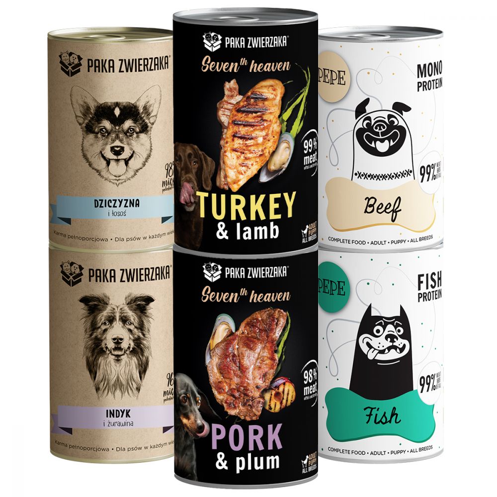 Pakiet Paka Zwierzaka Mokra Karma Mix Dla Psa Leniuszka 6 x 400 g