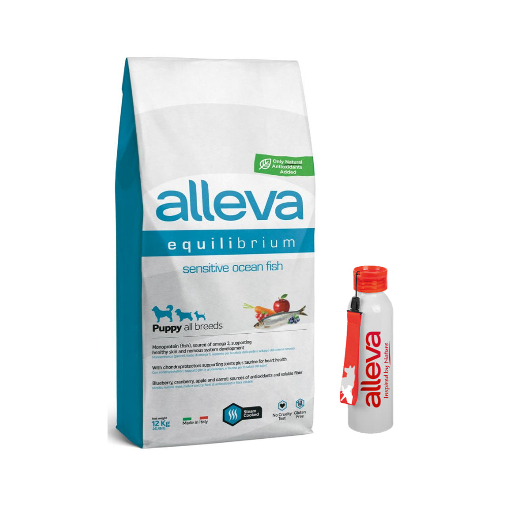 Pakiet Alleva Equilibrium Monoproteinowa Sucha Karma Dla Szczeniąt, Suk W Ciąży I Karmiących Z Rybami Oceanicznymi 12 kg + Bidon GRATIS!