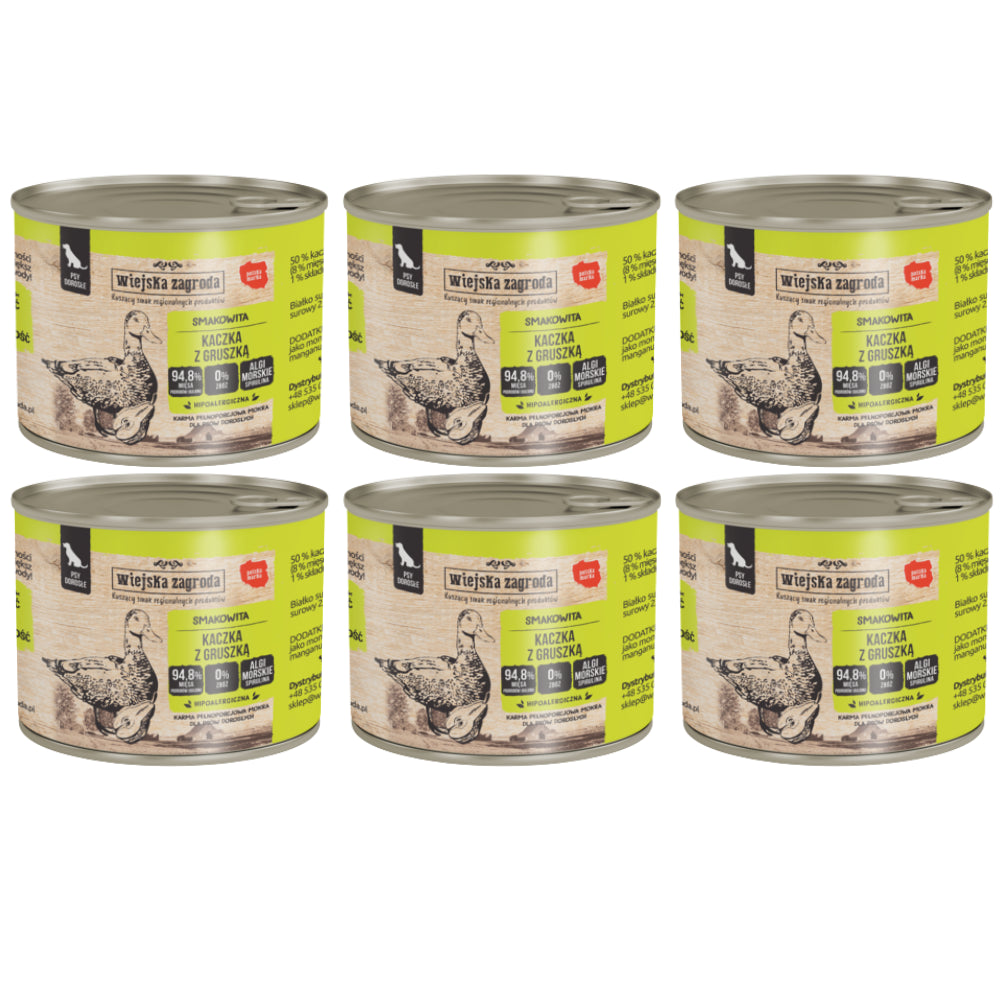 Pakiet Wiejska Zagroda Kaczka z Gruszką Mokra Karma Dla Psa 6 x 200 g